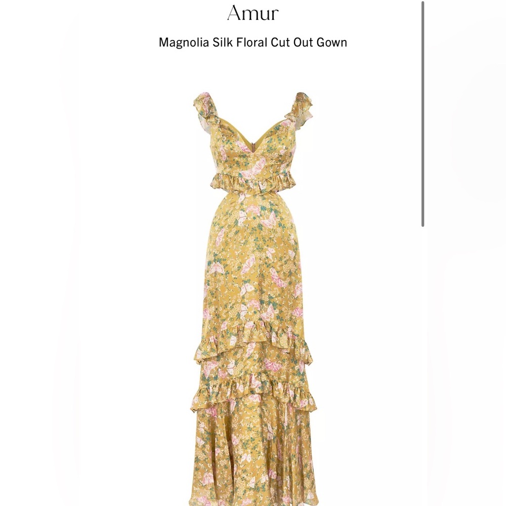 Amur - Magnolia Silk Cut-Out Floral Gown